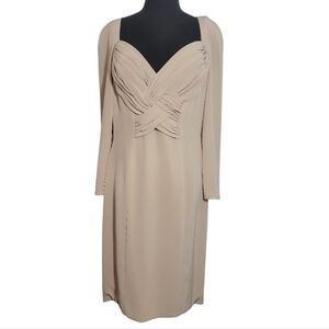 Niteline Della Roufogali pleated sweetheart neckline long sleeve dress size 14